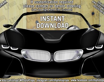 Giant Car Prop, Extra Large Car Prop, BMW i8 Style, INSTANT DOWNLOAD, Black, Car Prop File, Digital Download, Photo Prop, Photobooth, Prop