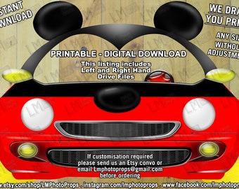 INSTANT DOWNLOAD, Mickey Mini, Car Prop, Red Black White Button, Mouse Car, PhotoProp, PhotoBooth Backdrop, PRINTABLE, Large PhotoBooth Prop