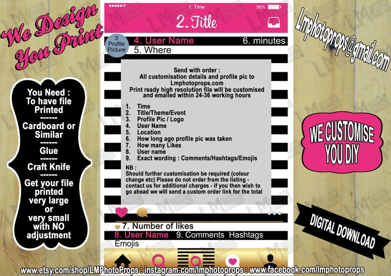 Extra Large Party Frame File Digital Customisable Diy Celebrate Birthday Hen S Engagement Prop