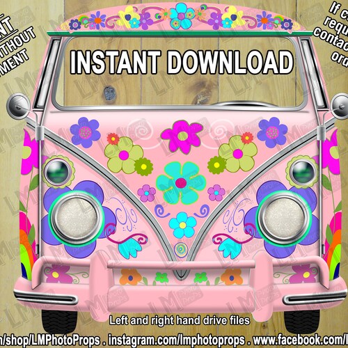 Flower Power Camper Van File Woodstock Retro INSTANT Etsy