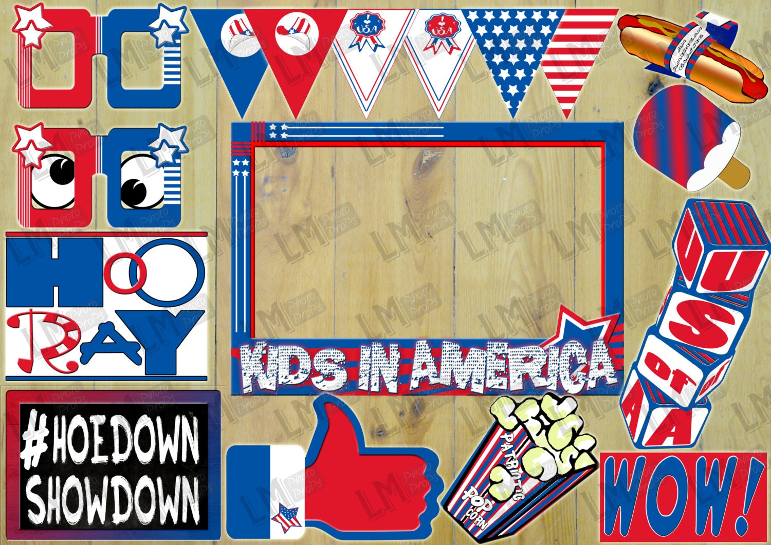 Patriotic USA Photo Props Patriotic Photo Booth Prop Red | Etsy