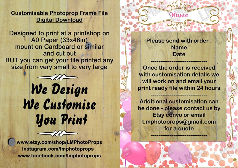 Party Frame File Digital Customisable Photo Booth Image 0
