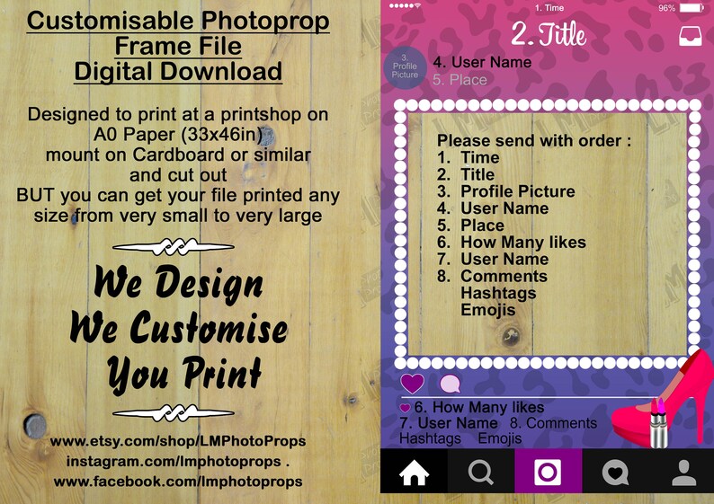 Extra Large Party Frame File Digital Customisable Diy Celebrate Birthday Hen S Engagement Prop