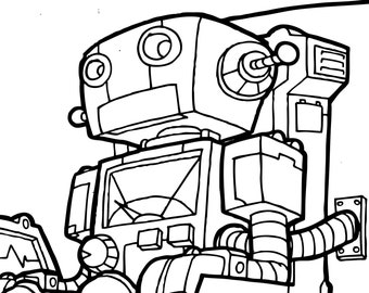 robot colouring etsy