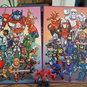 80er Jahre Cartoon Action Helden und Schurken Mashup A4 Print Bundle