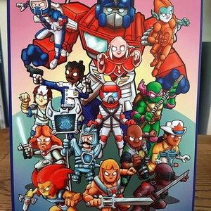 80's Cartoon Action Heroes Mashup A4 Print