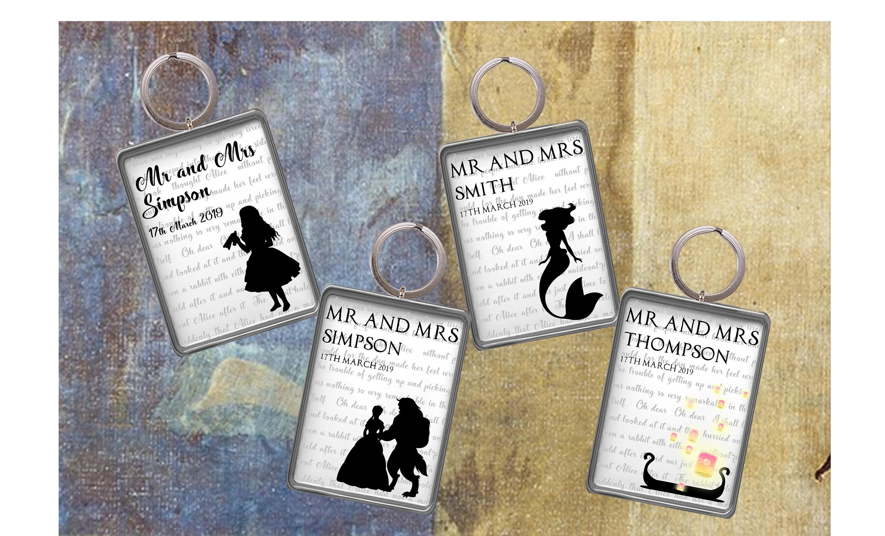 Once upon a time fairytale keyring keychain beauty and the beast little mermaid
