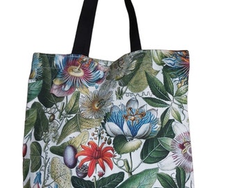 Tote Bag Shopping Antique Botanical Passionflower Print Luxury