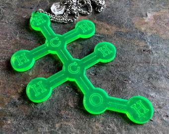 Laser Cut Alcohol Molecule Necklace: Science Jewelry