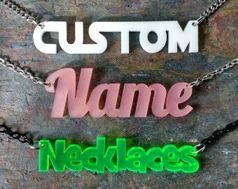 Custom Name Necklace - laser cut acrylic name jewellery