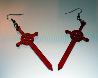 Ruby Sword earrings (Pierced or clip on)