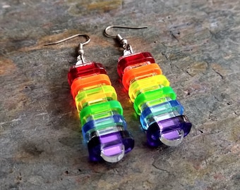 Regenbogen-Tropfen-Ohrringe - Laser geschnitten Acryl