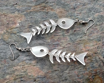 Fishbones Laser-cut Earrings (Pierced or Clip-on)