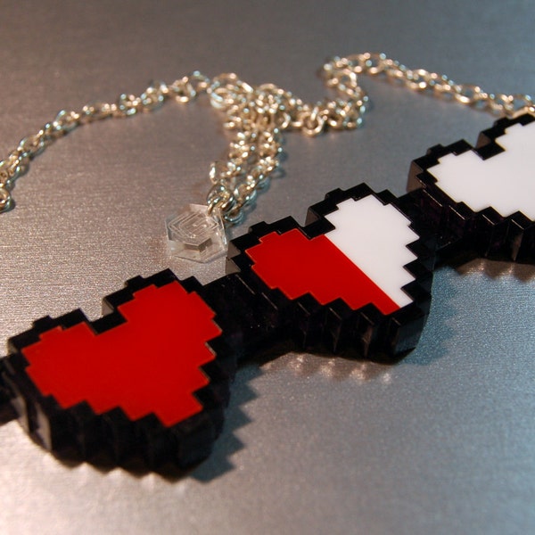 Retro Geek Pixel Hearts Necklace