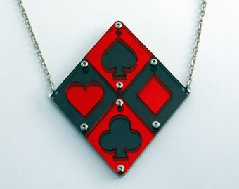 Suit up! Harlequin acrylic & steel Necklace