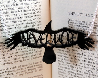 Raven Necklace - Raven Jewelry - Gothic Jewelry - Edgar Allan Poe Jewelry - Nevermore - Jewelry Literary Jewelry