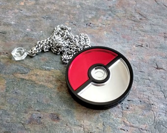 Pokeball - Pokemon Laser cut mirror acrylic necklace or brooch