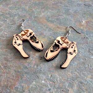 Retro Chic 3D Dinosaur Skeleton Earrings - Gold Or Silver Plated - T-Rex/Raptor