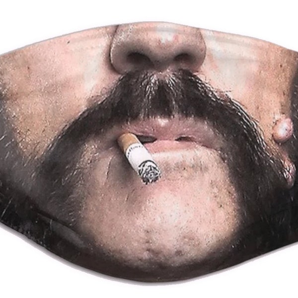 LEMMY MOTORHEAD Face Mask Father's Day Gift Mustache Smoking Washable Protection Protective Filter FREE Uk Postage Handlebar Moustache