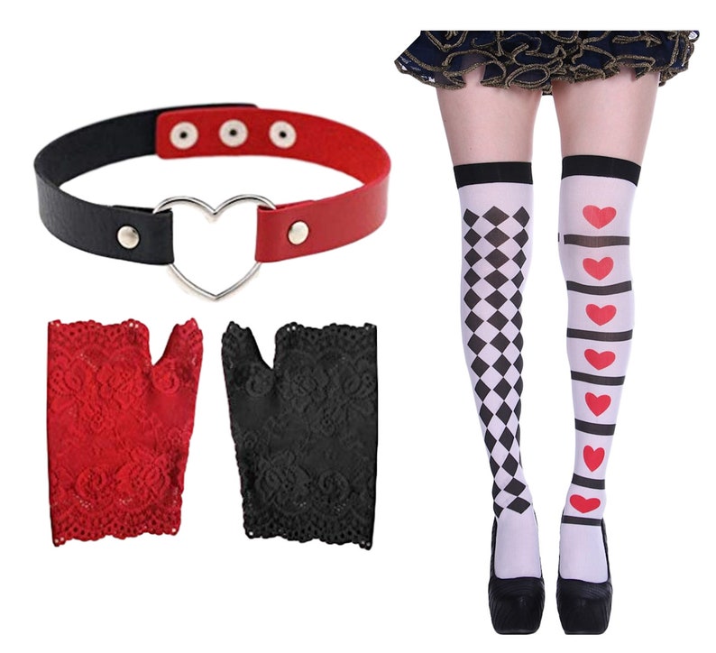 HARLEY QUINN Stockings THIGH High Harlequin Black White Red | Etsy