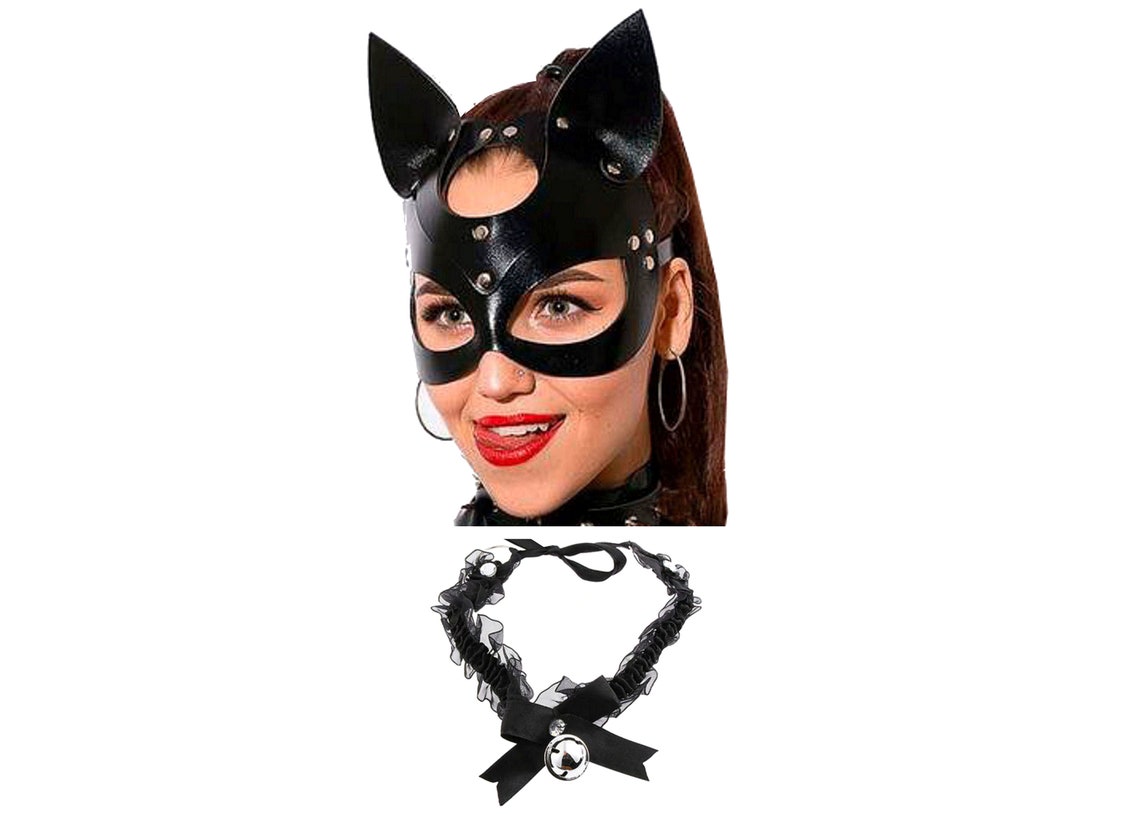 Catwoman Ears Eye Face Mask matt Bell Choker FREE UK Etsy