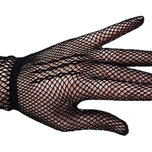 Gants résille noir rouge blanc épais Crochet gothique victorien mariage déguisement dîner Cocktail thé danse Halloween court Noir