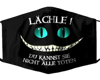 Cheshire Cat Face Mask Gothic Alice in Wonderland German- Smile! You can't Kill Them All Unusual Halloween Gift Him Her Birthday Christmas