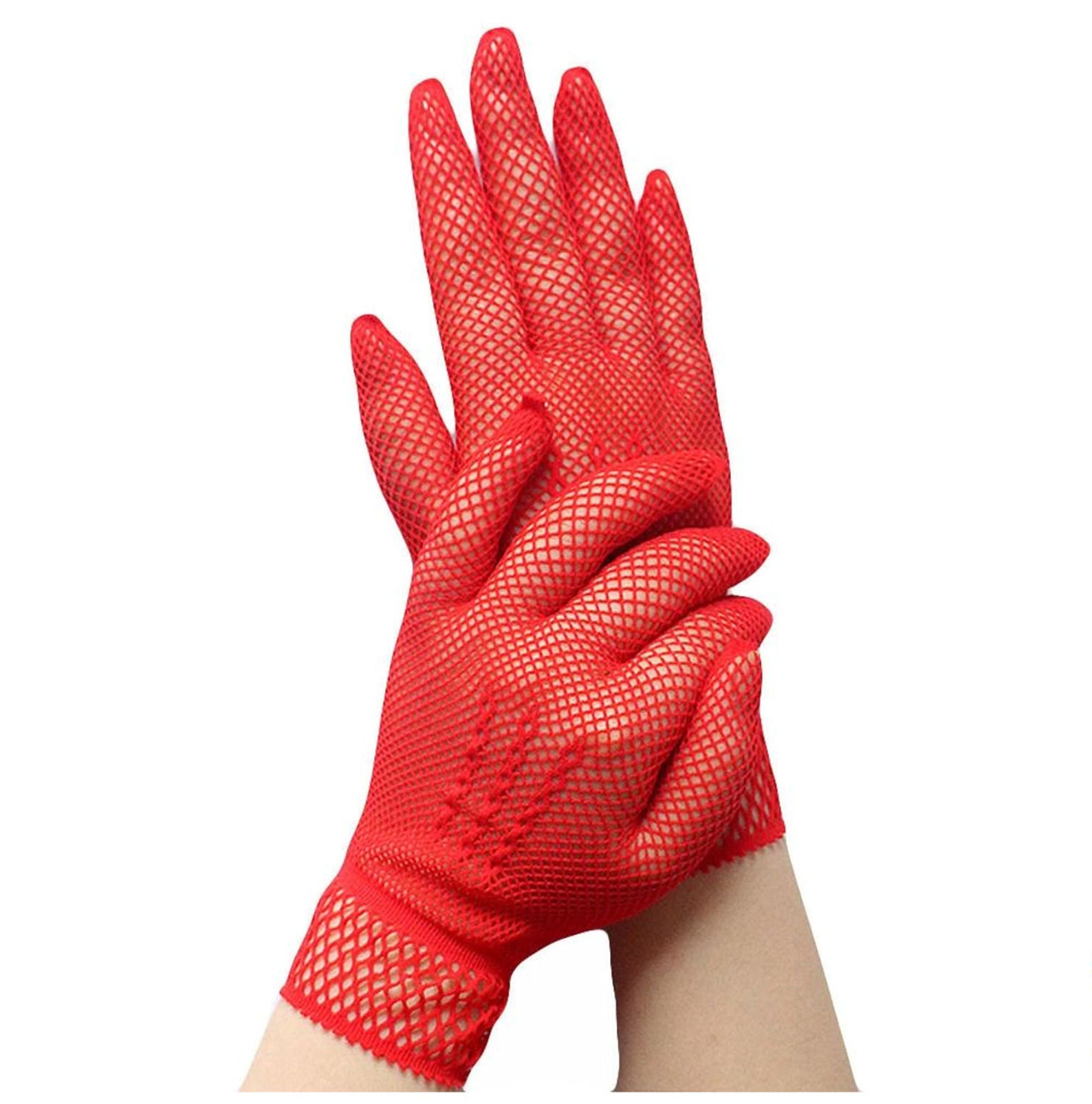 Gloves Black Red White Thick Crochet Gothic Victorian Etsy