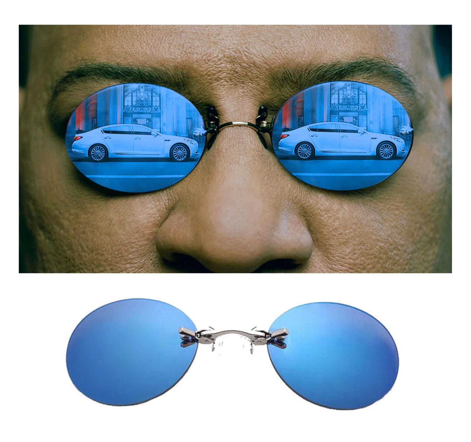 UK MORPHEUS Sunglasses MATRIX Black Silver Blue Mirrored Round Etsy