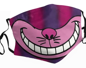 Cheshire Cat Face Mask Striped Alice in Wonderland Gift for Her Him Birthday Halloween Christmas Valentines FREE UK Postage