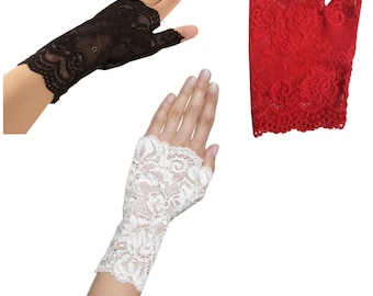 LACE FINGERLESS Gloves Victorian Wedding Gothic Fancy Dress Dinner Cocktail Tea Dance Halloween