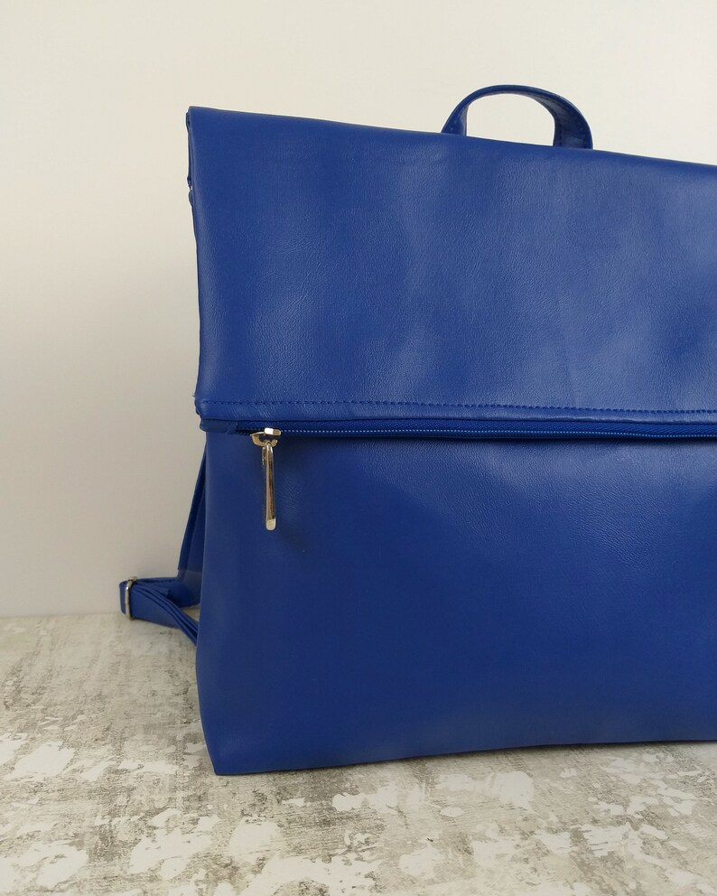 Blue vegan backpack women. Daypack backpack. Minimalist Etsy