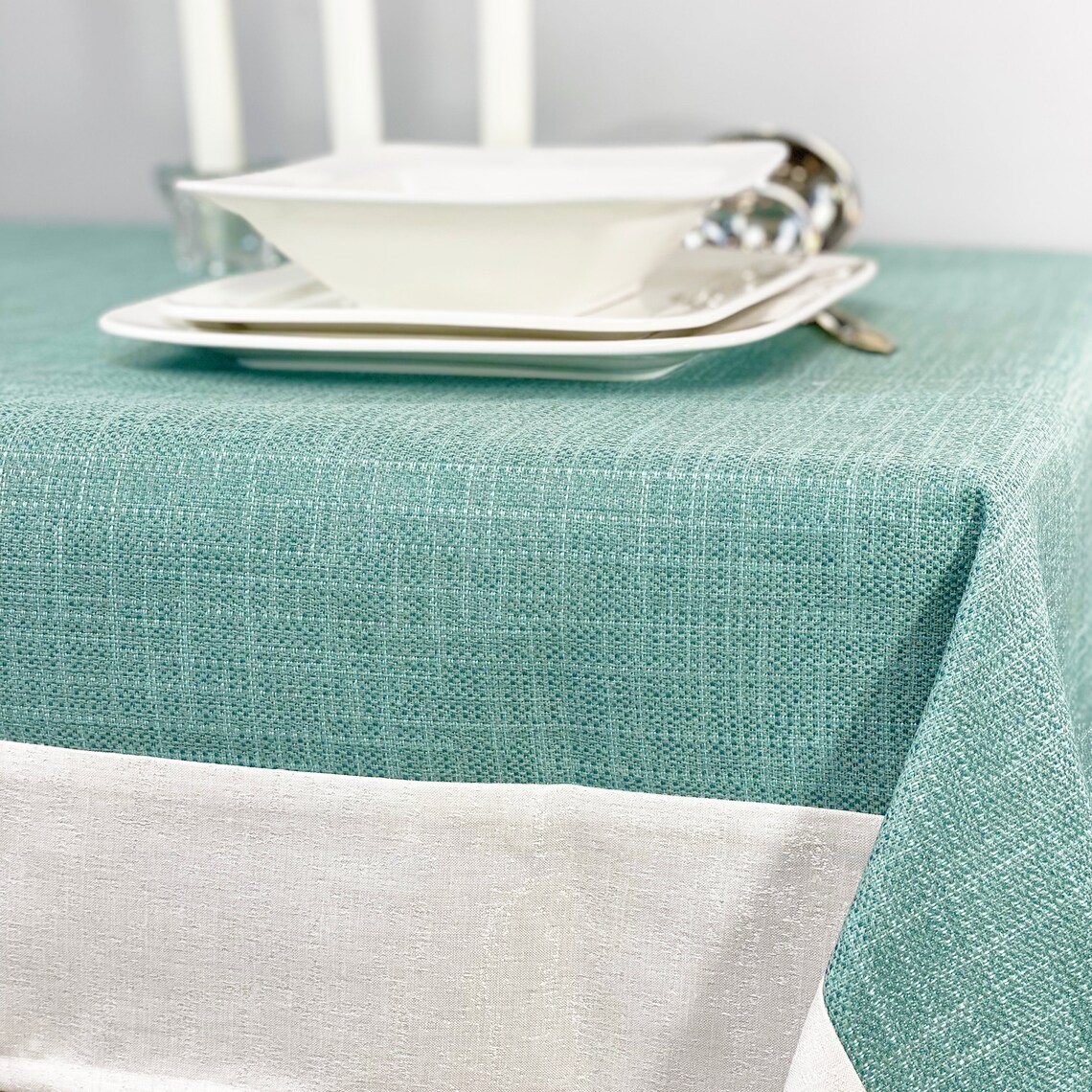VIRIDIS Mint Tablecloth 65x90 Elegant Table Etsy