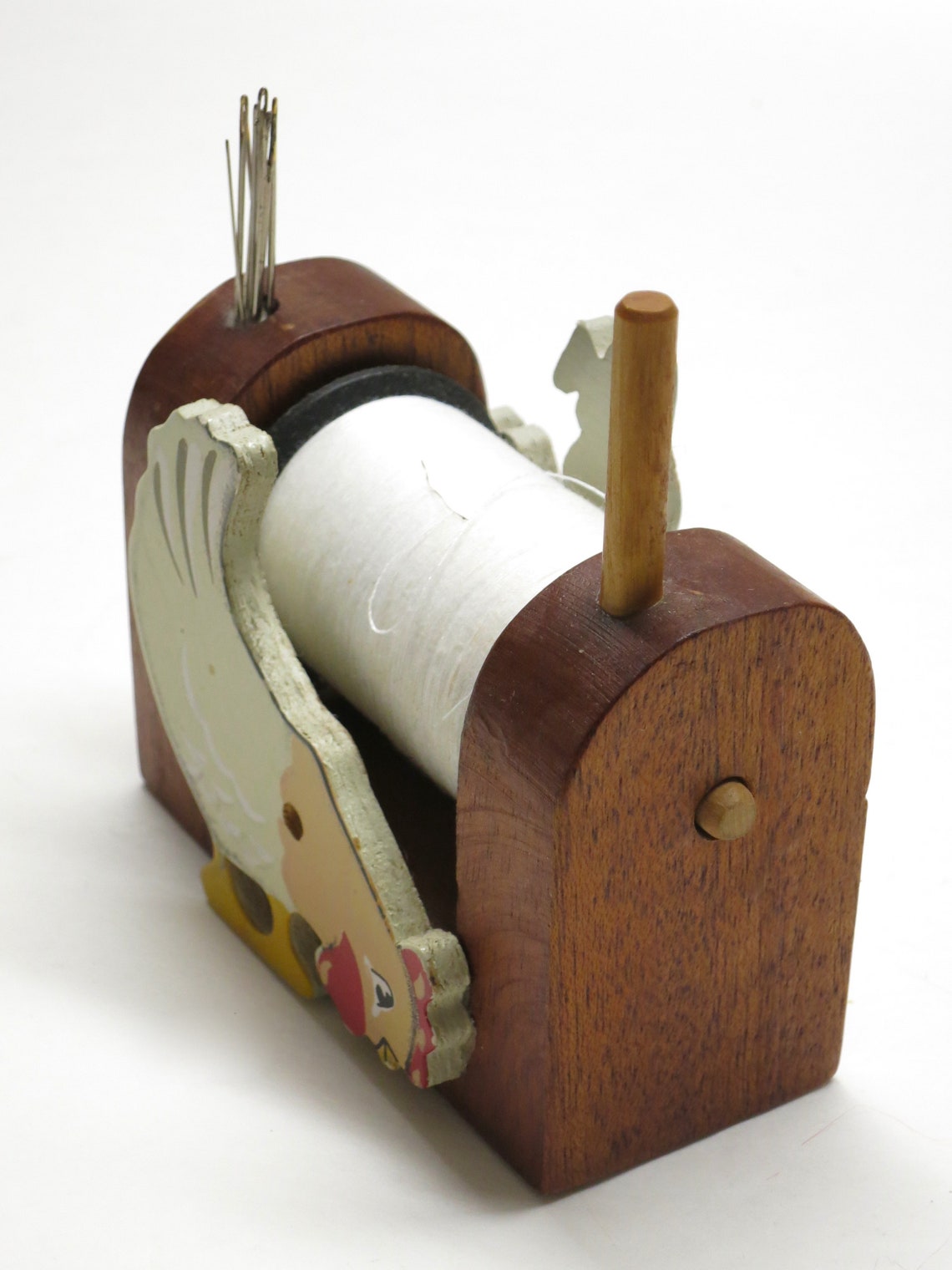 Vintage Farmhouse Wooden Sewing Pin Holder with Pins & White Etsy