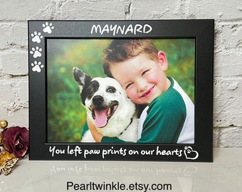 Pet Custom Picture Frame with text, gift for pet dog cat lover, Pet Memoriam Photo Frame, photo size 5X7", wall or countertop picture frame