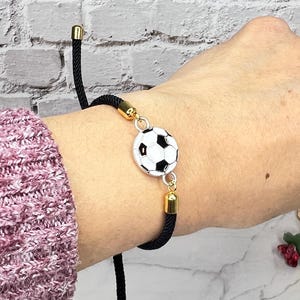 Soccer Cord Bracelet Wristband, adjustable one size fits all bracelet wristband, soccer jewelry gift charm for soccer player mom coach
