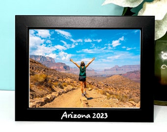 Customized Travel Photo Frame 5X7" with text, Vacation Picture Frame, gift under 25, With Film not glass, photo decor