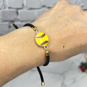 Softball bracelet wristband, adjustable one size fits all sports bracelet wristband, softball gift for player mom, softball jewelry