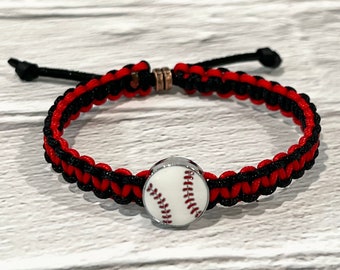 Customized Baseball Bracelet, Adjustable, sports bracelet, baseball team bracelet, sports team bracelet, nylon cord, other sports available