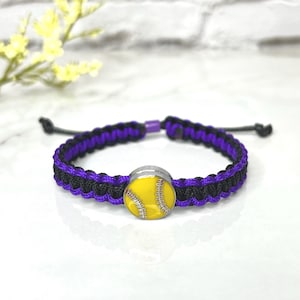 Softball bracelet, adjustable,customized, softball gift, Pick sport colors, teamsport bracelet, nylon cord, other sports available