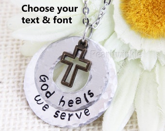 God heals pendant, gift for covid Frontliners Nurse Doctor EMS EMT firefighter paramedic, Cross Spiritual Religious gift, Under 25 30