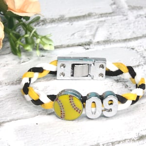 Customized Softball Bracelet with jersey number, softball jewelry, pick colors, softball team bracelet, others sports available