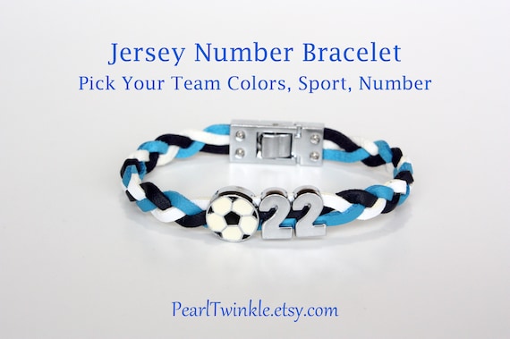 Custom Jersey Team Number Sports Bracelet Soccer Leather - Etsy