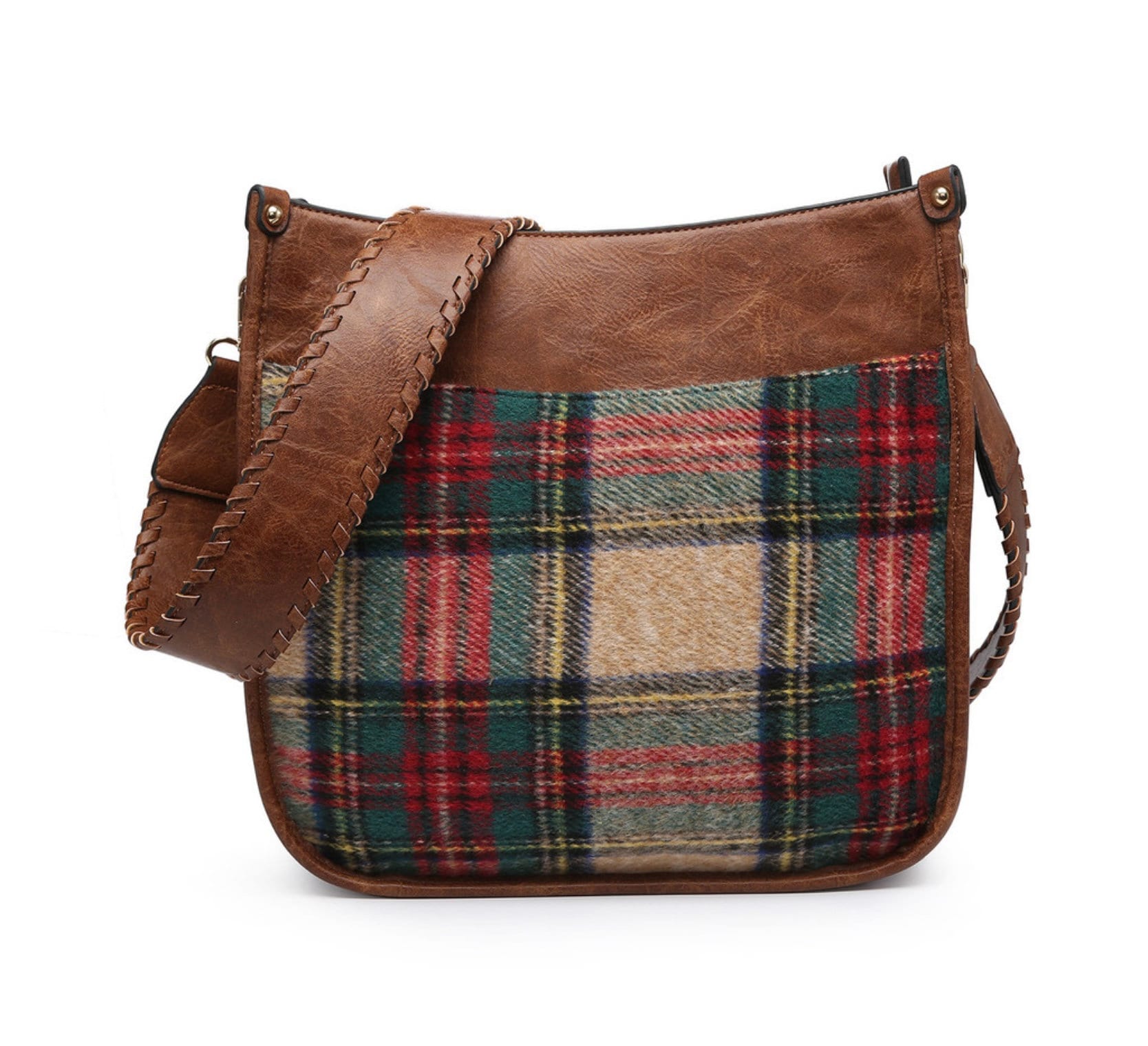 CORIOS Women's Tartan Tweed Shoulder Bag - Vintage Crossbody & Top Handle Bag With Adjustable Strap