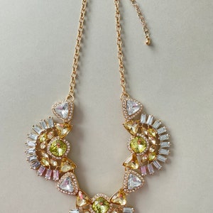 Rhinestone bib statement necklace