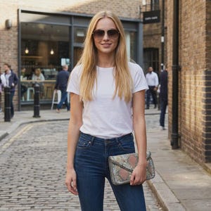 Sondra Roberts Whipstitched Vegan Python Clutch/Crossbody