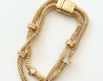 Magnetic closure Double strand mesh & crystal bracelet