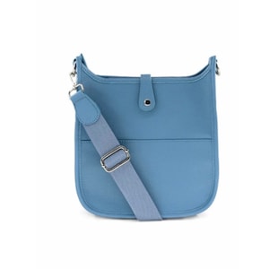 Pebbled Messenger Bag Webbing Strap Vegan Leather Crossbody Bag  Canvas Strap