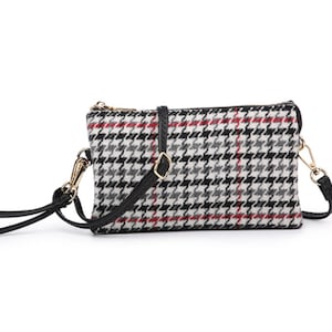 Patterned multi compartment convertible crossbody clutch fabric patterns