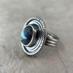 Labradorite Sterling Silver Ring, Size 6, statement ring, cocktail ring, one of a kind artisan jewelry, boho style, gift for her